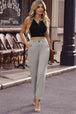 Ankle-Length Straight Leg Pants with Pockets Bazaarbey