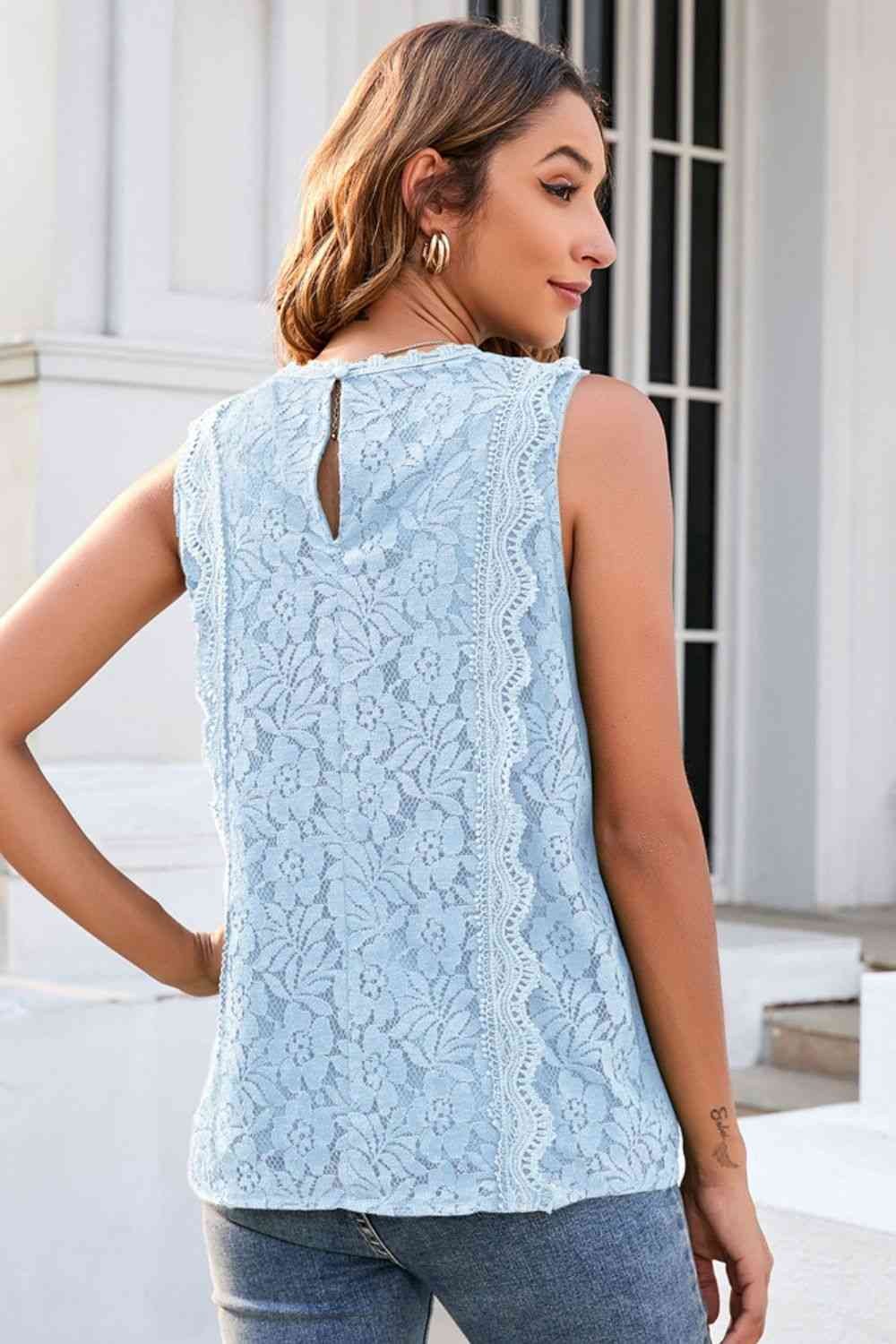 Lace V-Neck Tank Bazaarbey