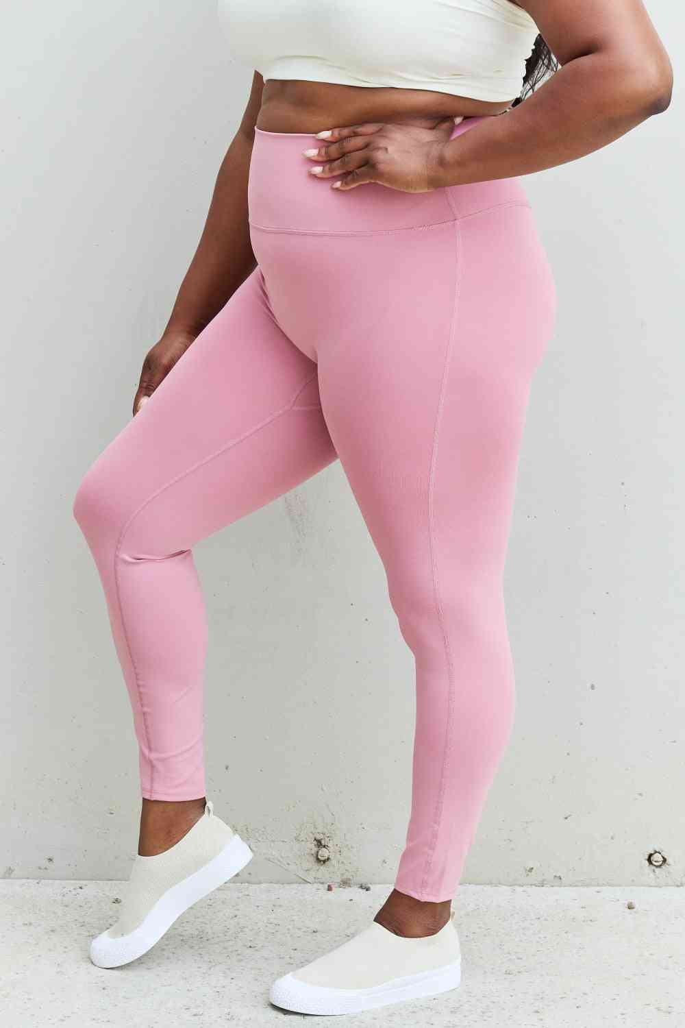  Fit For You Full Size High Waist Active Leggings in Light Rose Bazaarbey