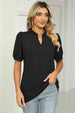 Notched Neck Puff Sleeve T-Shirt Bazaarbey