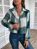 Plaid Collared Neck Button Up Long Sleeve Jacket Trendsi