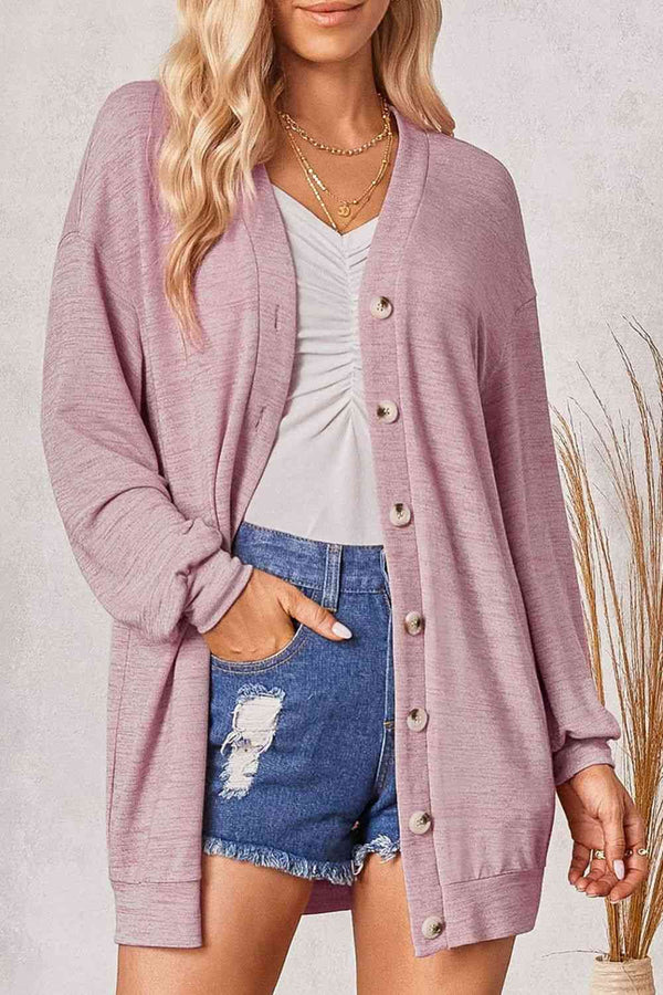 BazaarBey Buttoned V-Neck Long Sleeve Cardigans Trendsi