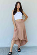  First Choice High Waisted Flare Maxi Skirt in Camel 