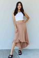  First Choice High Waisted Flare Maxi Skirt in Camel 