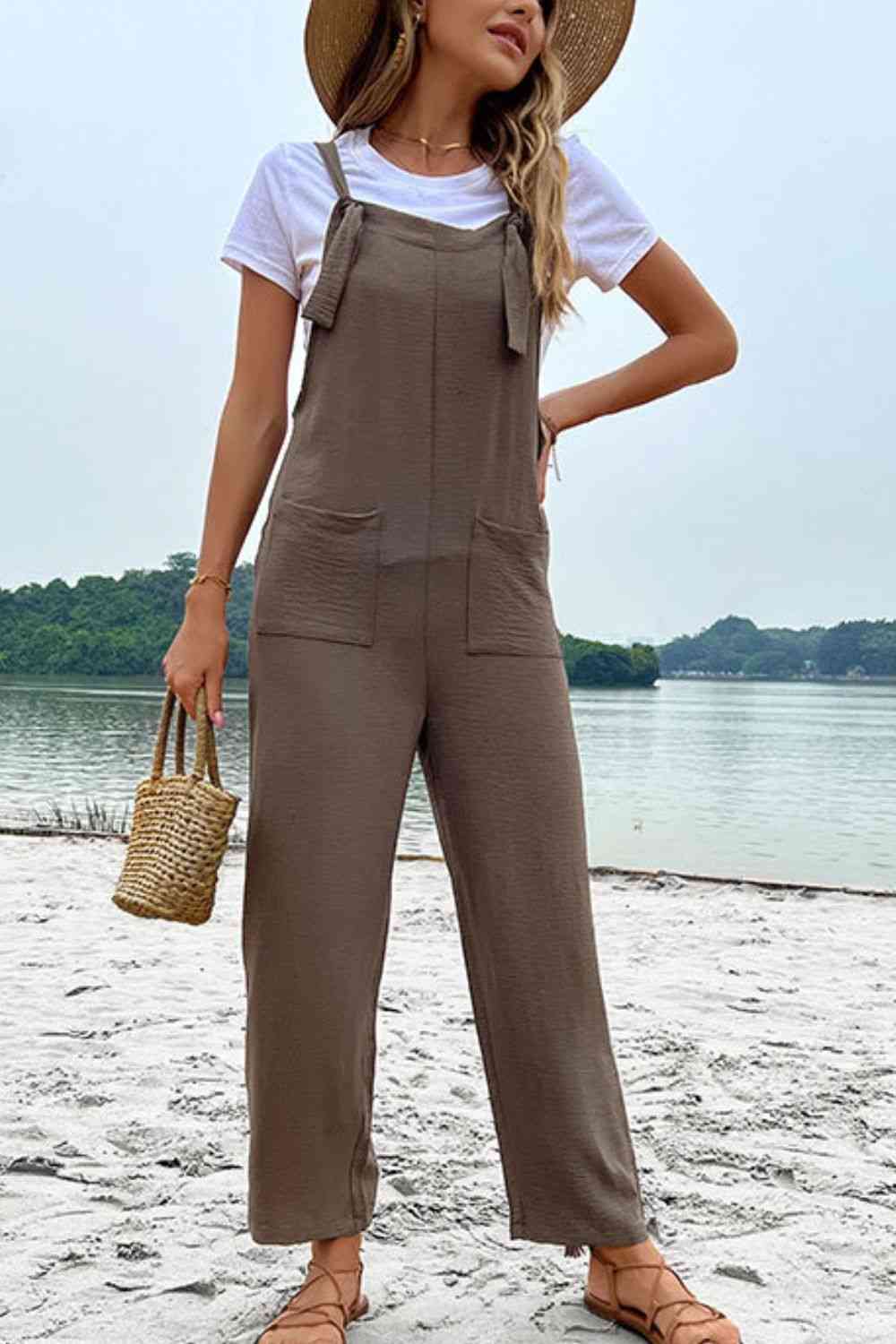 Straight Leg Jumpsuit with Pockets Bazaarbey