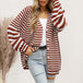 Striped Button Down Long Sleeve Cardigan Trendsi