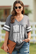 Plus Size US Flag Graphic V-Neck Tee Bazaarbey