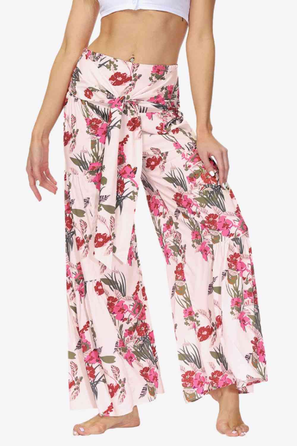 Floral Tie-Waist Tiered Culottes Bazaarbey