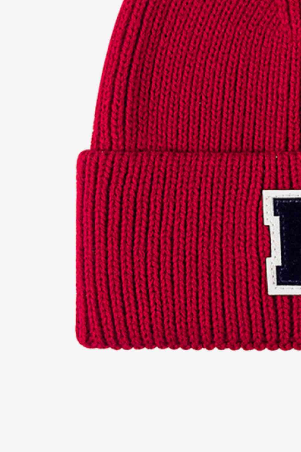 Letter Patch Cuffed Knit Beanie Trendsi