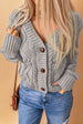  Mixed Knit Button Down Cardigan with Pockets Bazaarbey