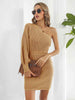 One-Shoulder Mini Sweater Dress Bazaarbey