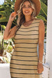 Striped Slit Sleeveless Maxi Dress Bazaarbey