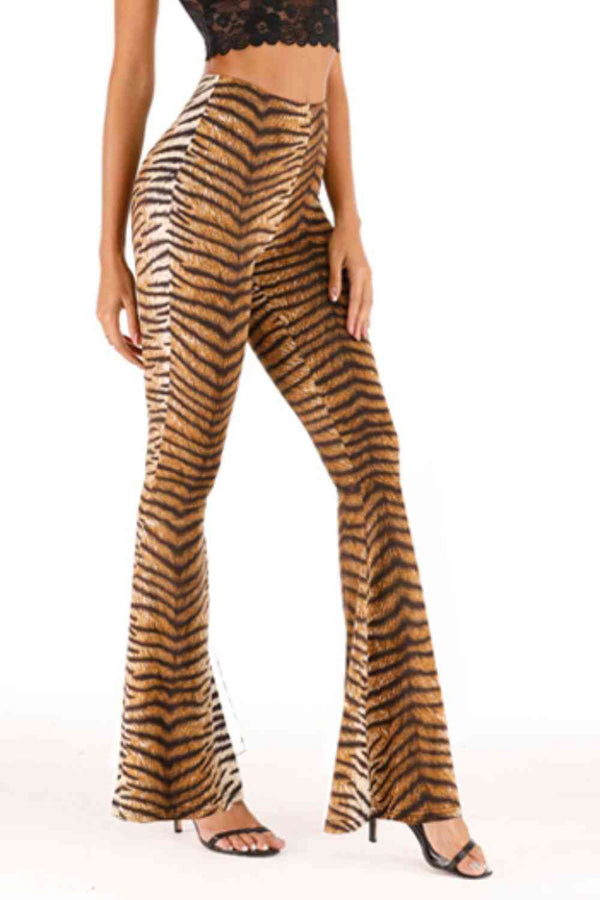 Tiger Print Flare Leg Pants Bazaarbey