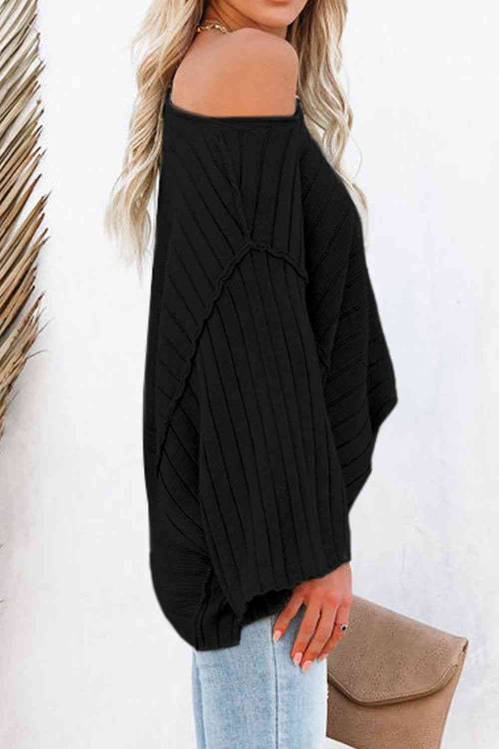 Round Neck Long Sleeve Knit Top Bazaarbey