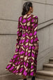 Printed Tied Pocketed Lantern Sleeve Dress Bazaarbey