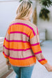 Ribbed Striped Open Front Long Sleeve Cardigan Trendsi