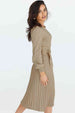 Round Neck Long Sleeve Pleated Sweater Dress Bazaarbey