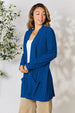   Ribbed Open Front Cardigan with Pockets Bazaarbey