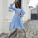 Smocked Square Neck Midi Dress -BazaarBey - www.shopbazaarbey.com