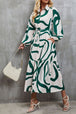 Tie-Waist Printed Button Up Dress -BazaarBey - www.shopbazaarbey.com