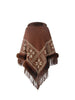 Fringe Geometric Cape Sleeve Poncho Bazaarbey