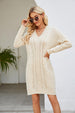 Cable-Knit Long Sleeve Sweater Dress Bazaarbey