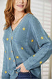   Floral Embroidered Cable Cardigan Trendsi