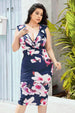 Plus Size Floral  Neck Bodycon Dress -BazaarBey - www.shopbazaarbey.com