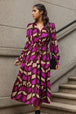 Printed Tied Pocketed Lantern Sleeve Dress Bazaarbey