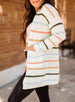 Woven Right Striped Rib-Knit Open Front Pocketed Cardigan Trendsi