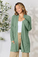   Ribbed Open Front Cardigan with Pockets Bazaarbey