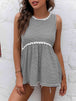 Striped Lace Trim Round Neck Tank Bazaarbey