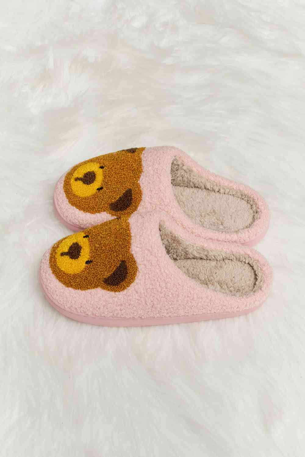 dy Teddy Bear Print Plush Slide Slippers Trendsi