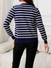 Striped Round Neck Long Sleeve Buttoned Knit Top Trendsi