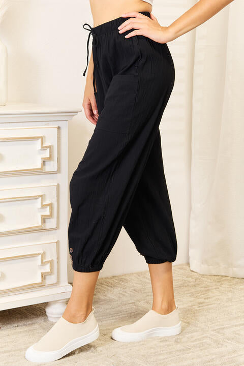  Decorative Button Cropped Pants Bazaarbey