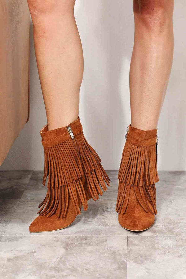  Women's Tassel Wedge Heel Ankle Booties Trendsi