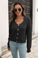 Button-Down Dropped Shoulder Ribbed Cardigan Trendsi