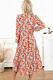 Floral Notched Neck Long Sleeve Dress -BazaarBey - www.shopbazaarbey.com