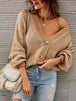 V-Neck Dropped Shoulder Cardigan Trendsi