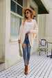 Mixed Knit  Dolman Sleeve Cardigan Trendsi