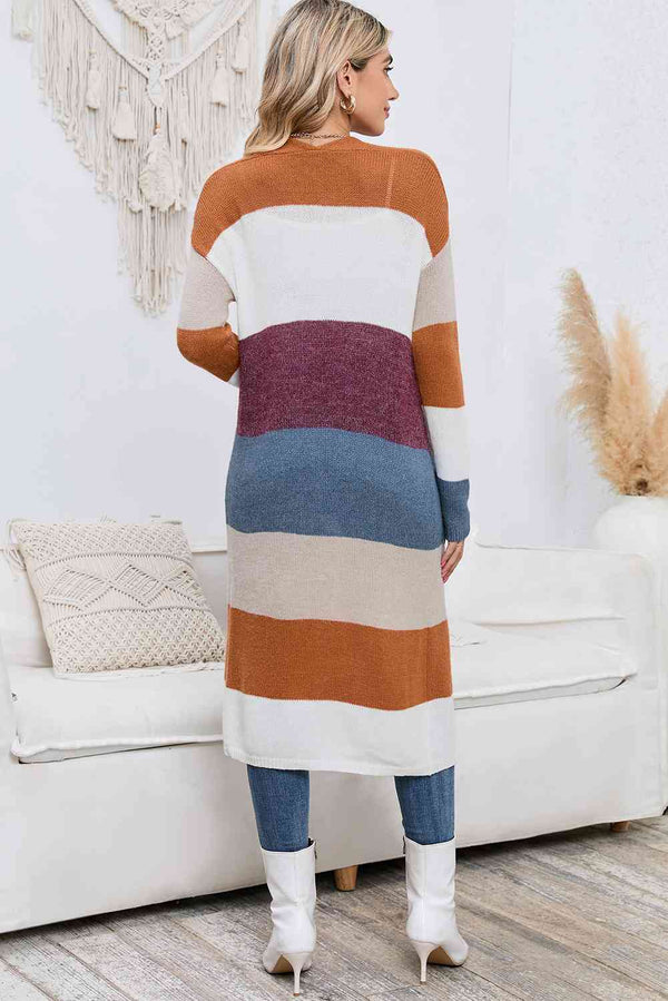 Long   Pocketed Cardigan Trendsi