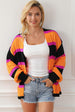 Ribbed Striped Open Front Long Sleeve Cardigan Trendsi