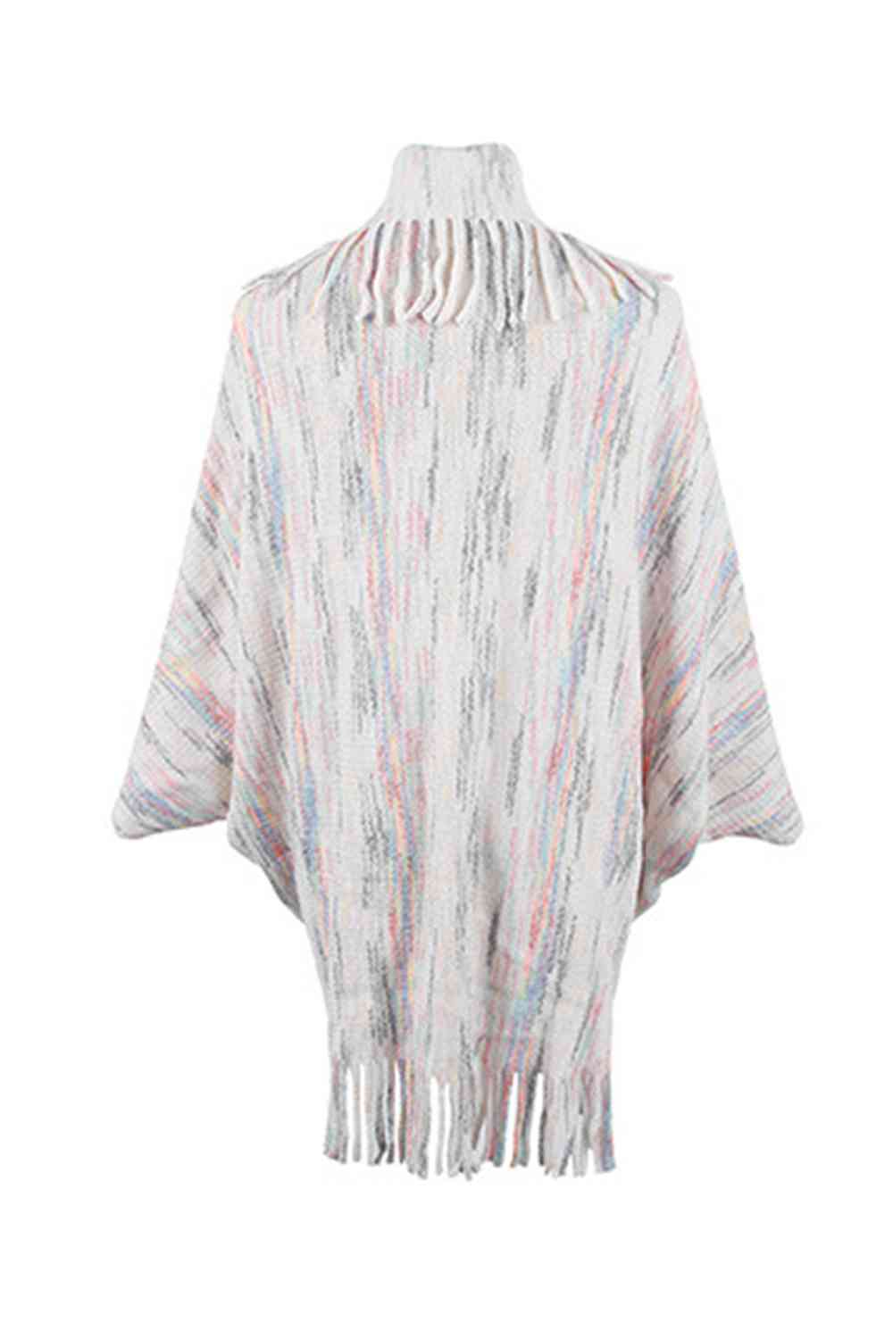 Fringe Detail Printed Poncho Bazaarbey