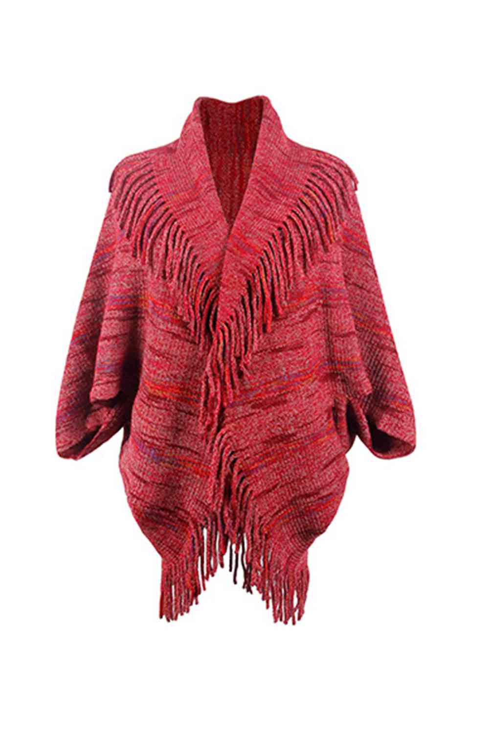 Fringe Detail Printed Poncho Bazaarbey