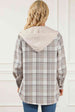 Plaid Button Down Hooded Jacket Trendsi