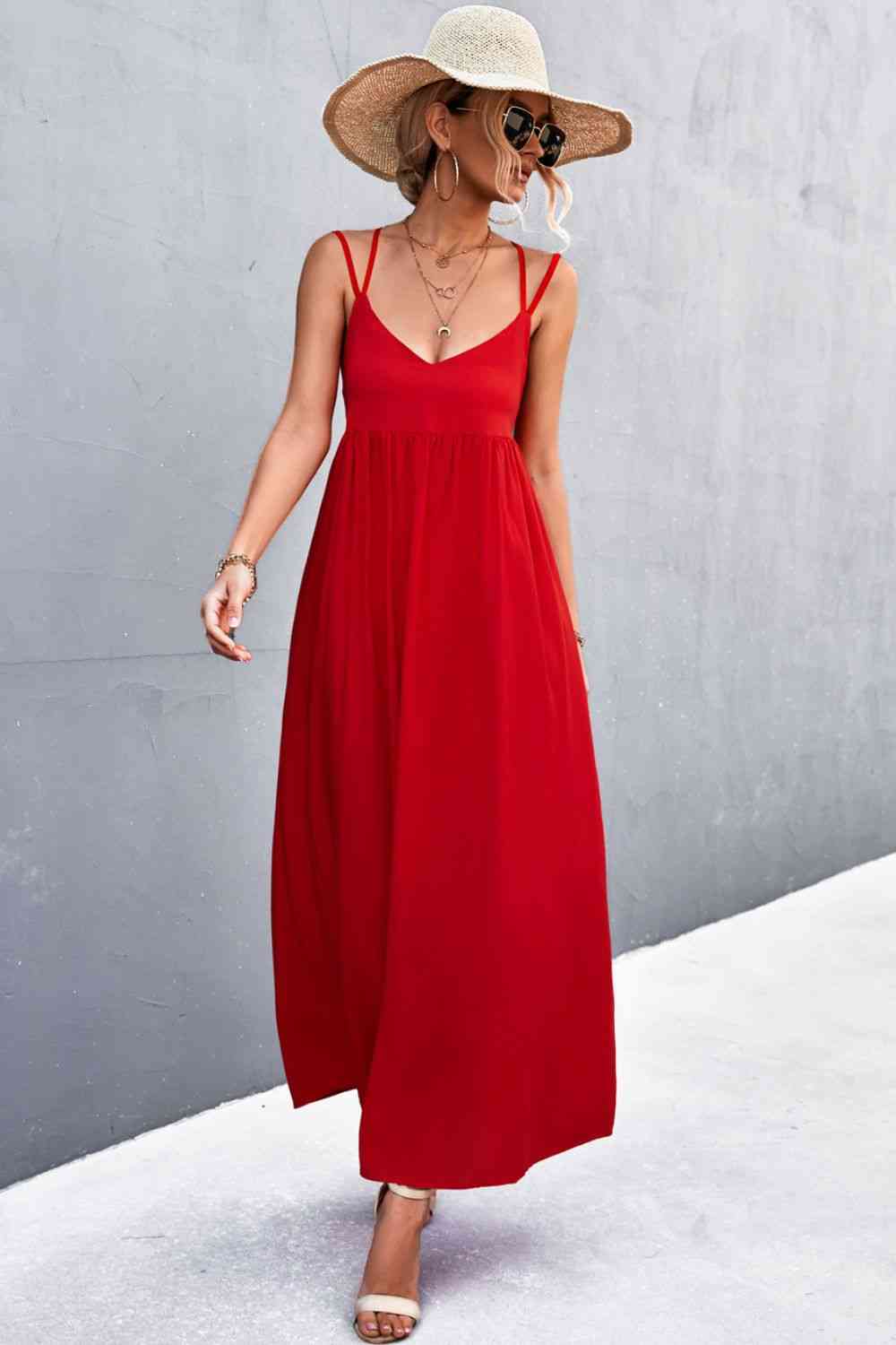 Double Strap Tie Back Dress -BazaarBey - www.shopbazaarbey.com