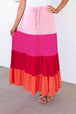 Color Block Tiered Maxi Skirt Trendsi