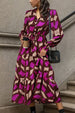 Printed Tied Pocketed Lantern Sleeve Dress Bazaarbey