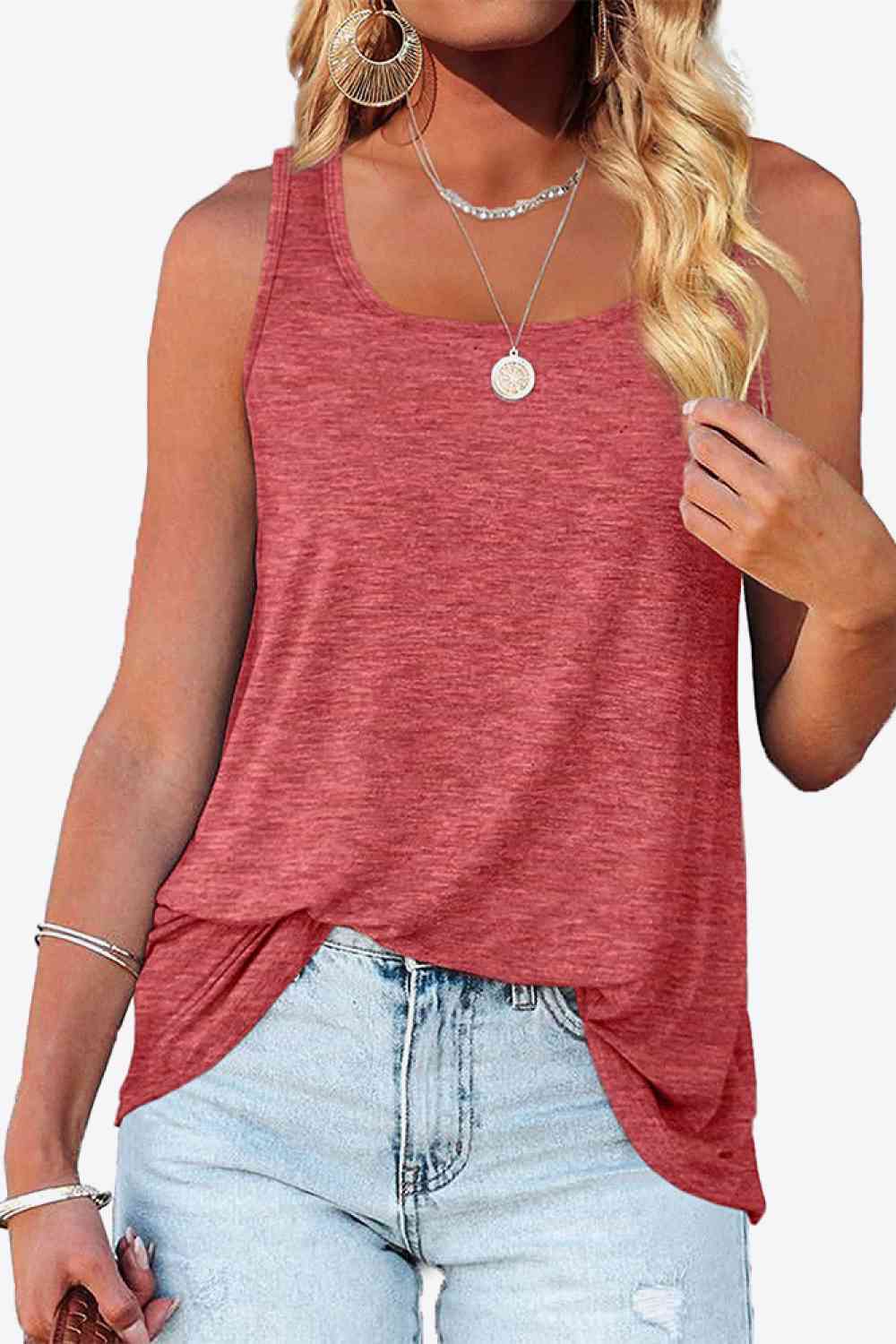 Curved Hem Square Neck Tank Bazaarbey