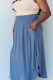  Comfort Princess Full Size High Waist Scoop Hem Maxi Skirt in Dusty Blue Trendsi